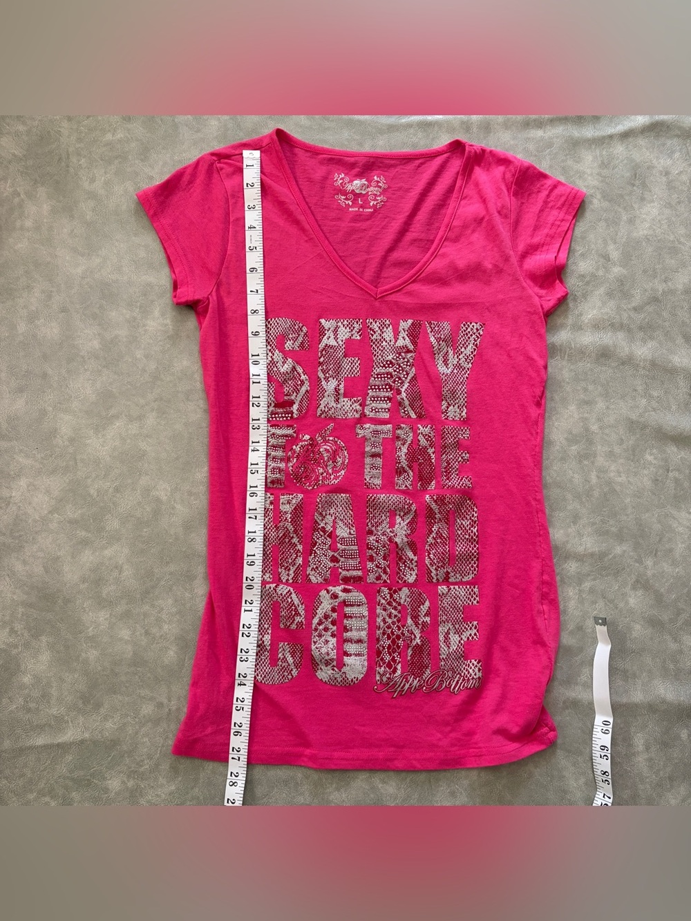 Y2K apple bottoms mcbling pink graphic short sleeve baby tee - Picture 13 of 13
